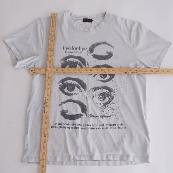 Vintage '90s Funeral White Black Eye For Eye Exodus 21:23-27 T-Shirt Large - Picture 3 of 9